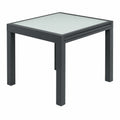Table, extensible, en aluminium et verre trempé, coloris gris, 180 x 90 x 74 cm, pour les espaces de vie