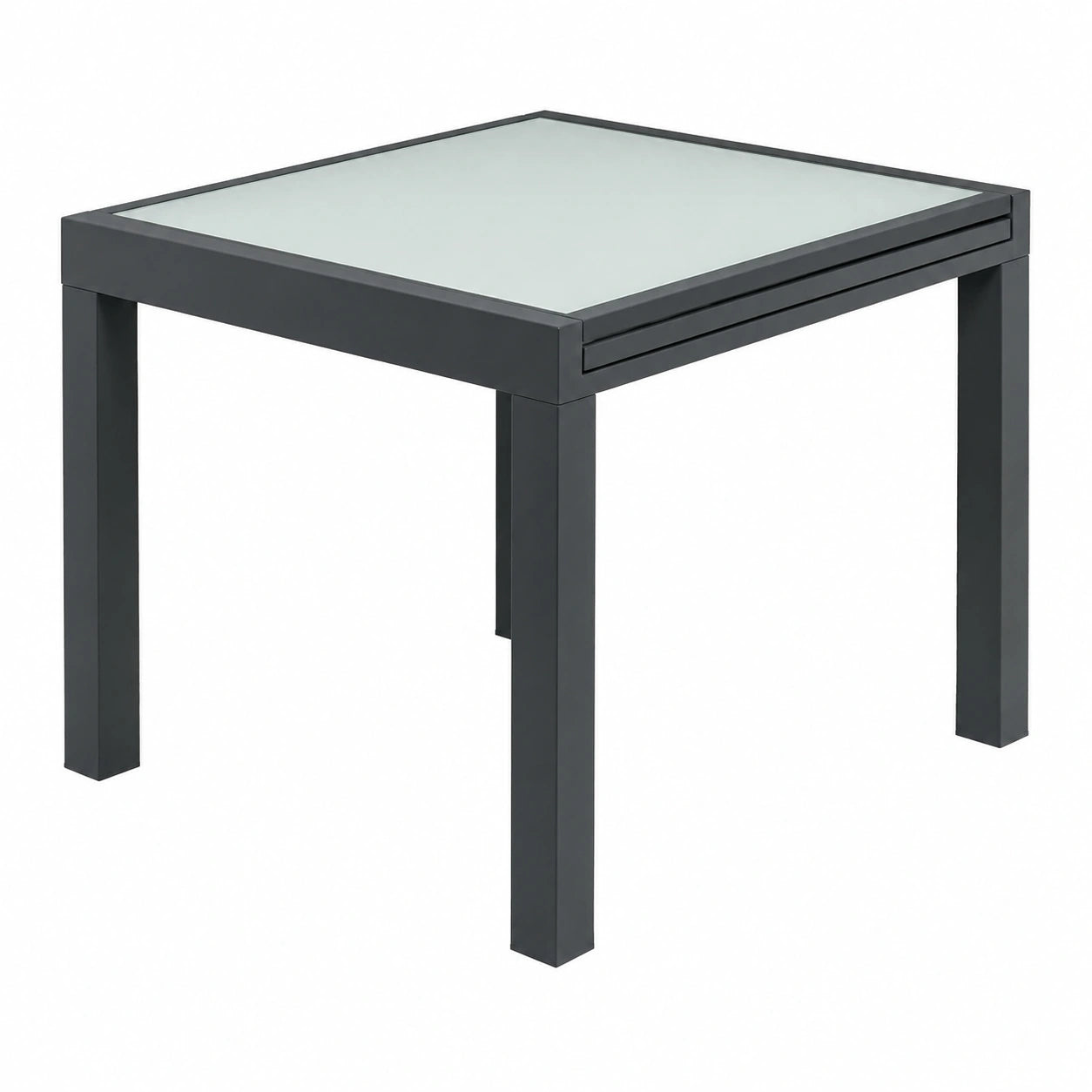 Table, extensible, en aluminium et verre trempé, coloris gris, 180 x 90 x 74 cm, pour les espaces de vie
