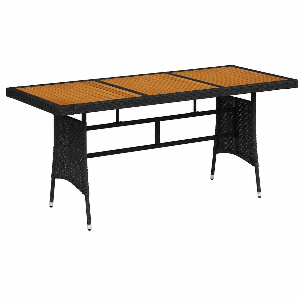 Table à manger, en résine tressée, coloris noir, 160 x 70 x 72 cm, pour la salle à manger