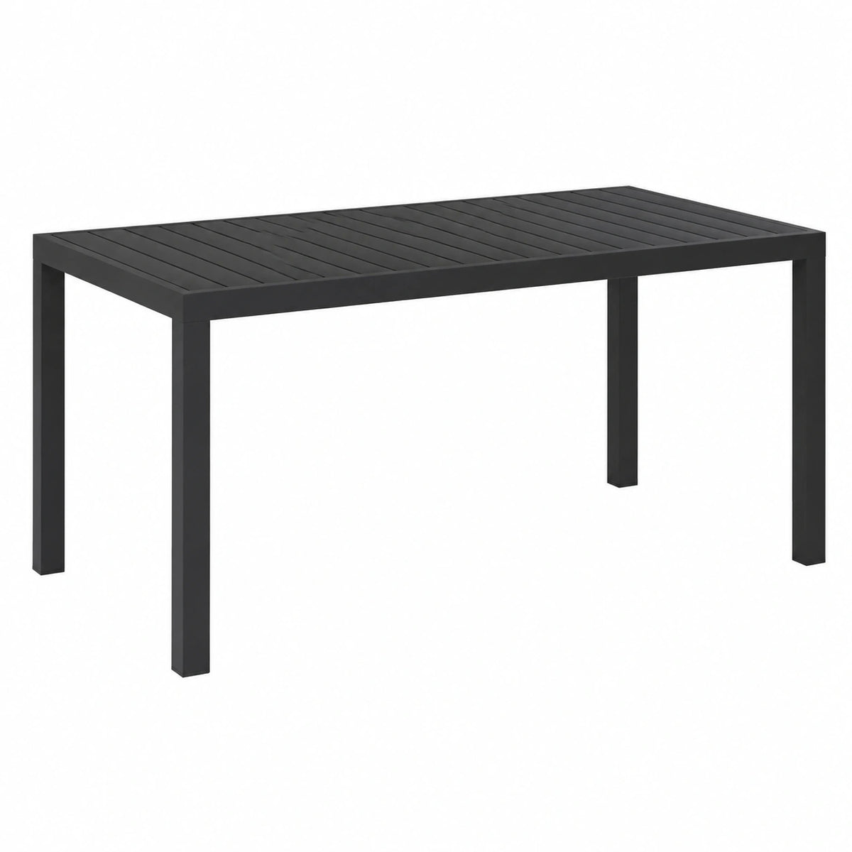 Table à manger, en aluminium, coloris noir, 150 x 90 x 74 cm, pour la salle à manger
