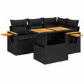 Salon de jardin, en résine tressée, 5 pièces, coloris noir, pour la terrasse ou le jardin