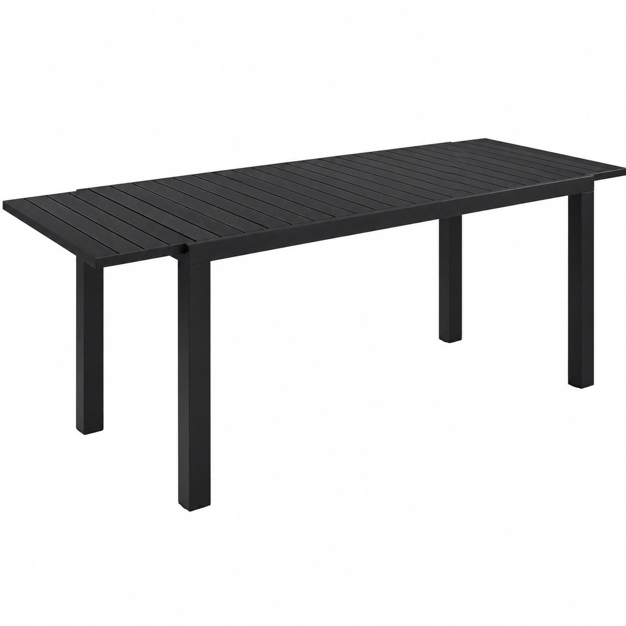 Table à manger, 8 places, extensible, en aluminium, coloris noir, pour la salle à manger