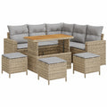 Salon de jardin, modulable, 9 pièces, coloris gris et beige, pour la terrasse ou le jardin