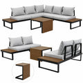 Salon de jardin, en aluminium, modulable, coloris gris, 2 places, pour la terrasse ou le jardin