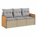 Salon de jardin, modulable, avec rangement, en résine tressée, 3 pièces, coloris beige, pour la terrasse ou le jardin