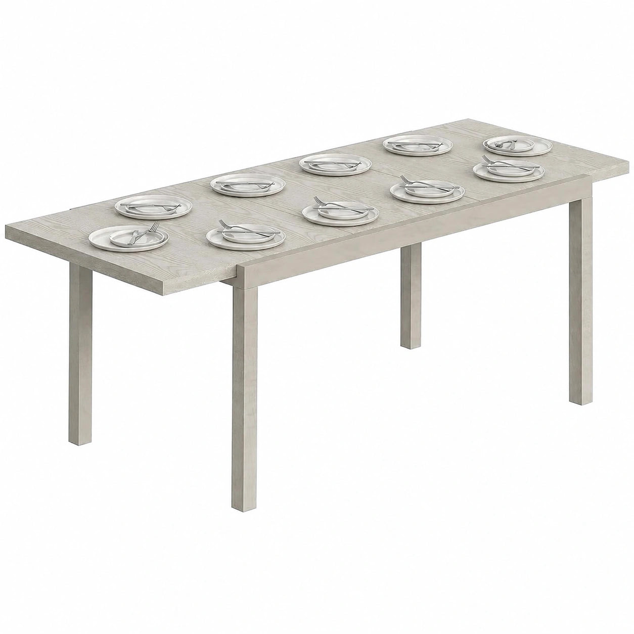 Table, extensible, en aluminium, coloris gris, 214 x 85 cm, pour les espaces de vie