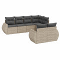 Salon de jardin, en résine tressée, modulable, coloris gris, 7 pièces, pour la terrasse ou le jardin