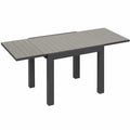 Table, 6 places, extensible, en aluminium, coloris gris, 162 x 80 x 75 cm, pour les espaces de vie
