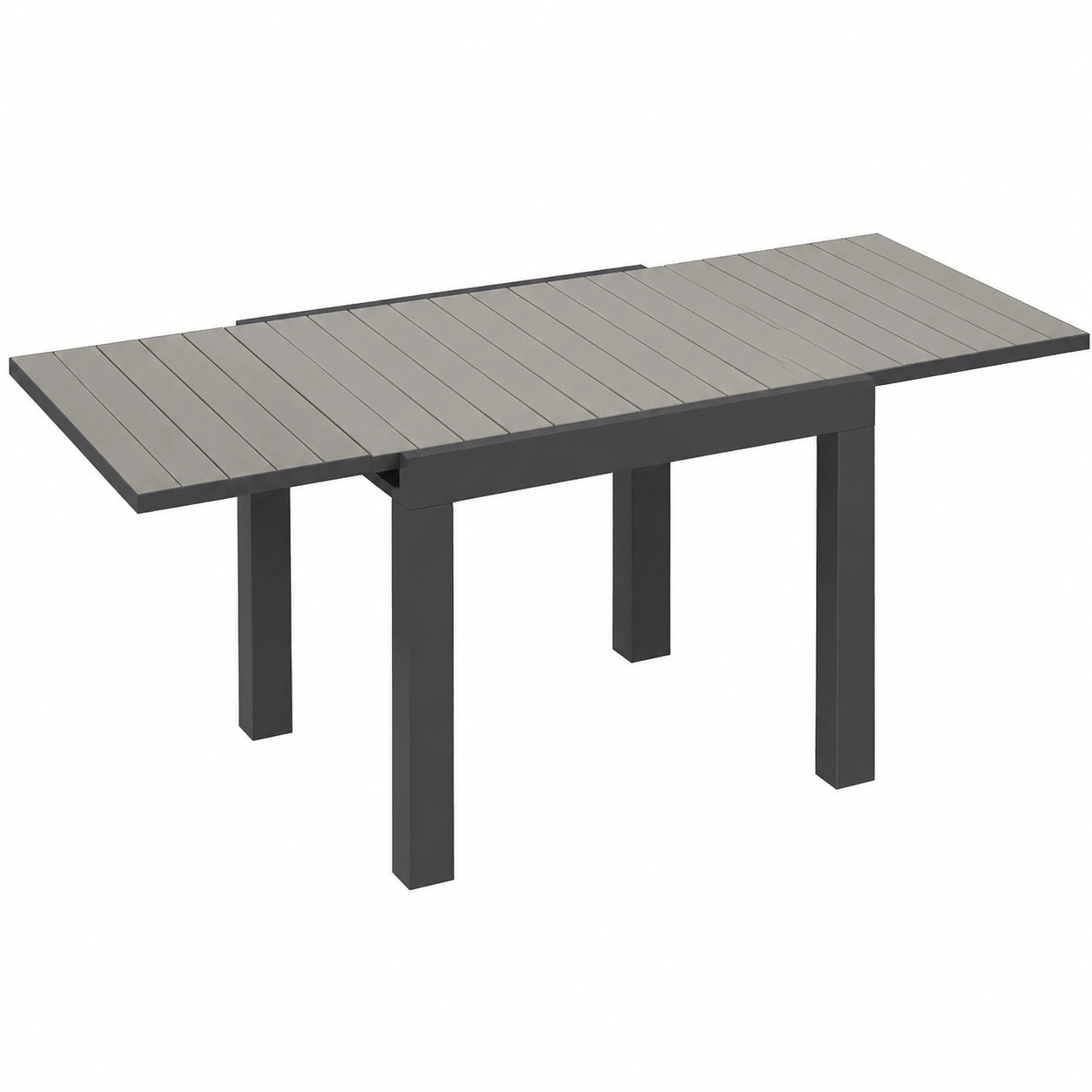 Table, 6 places, extensible, en aluminium, coloris gris, 162 x 80 x 75 cm, pour les espaces de vie