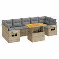Salon de jardin, modulable, en résine tressée, 8 pièces, coloris gris et beige, pour la terrasse ou le jardin