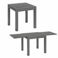 Table, extensible, en aluminium, coloris anthracite, 70 x 70 cm, pour les espaces de vie