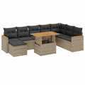 Salon de jardin, en résine tressée, modulable, avec rangement, coloris gris, 9 pièces, pour la terrasse ou le jardin