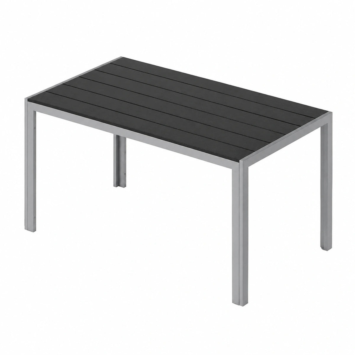 Table, en aluminium, coloris gris et argenté, 6 places, 110 x 70 cm, pour les espaces de vie