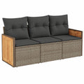 Salon de jardin, en résine tressée, modulable, coloris gris, 3 pièces, pour la terrasse ou le jardin