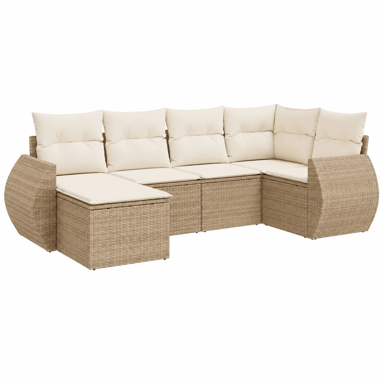Salon de jardin, 6 pièces, modulable, en résine tressée, coloris beige, pour la terrasse ou le jardin