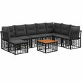 Salon de jardin, 9 pièces, modulable, coloris noir et gris, pour la terrasse ou le jardin