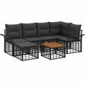 Salon de jardin, 7 pièces, modulable, coloris noir et gris, pour la terrasse ou le jardin