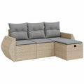 Salon de jardin, 4 pièces, modulable, avec rangement, en résine tressée, coloris beige, pour la terrasse ou le jardin