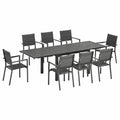 Salon de jardin, en aluminium, extensible, coloris gris, 8 places, pour la terrasse ou le jardin