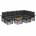 Salon de jardin, modulable, en résine tressée, 10 pièces, coloris noir et gris, pour la terrasse ou le jardin
