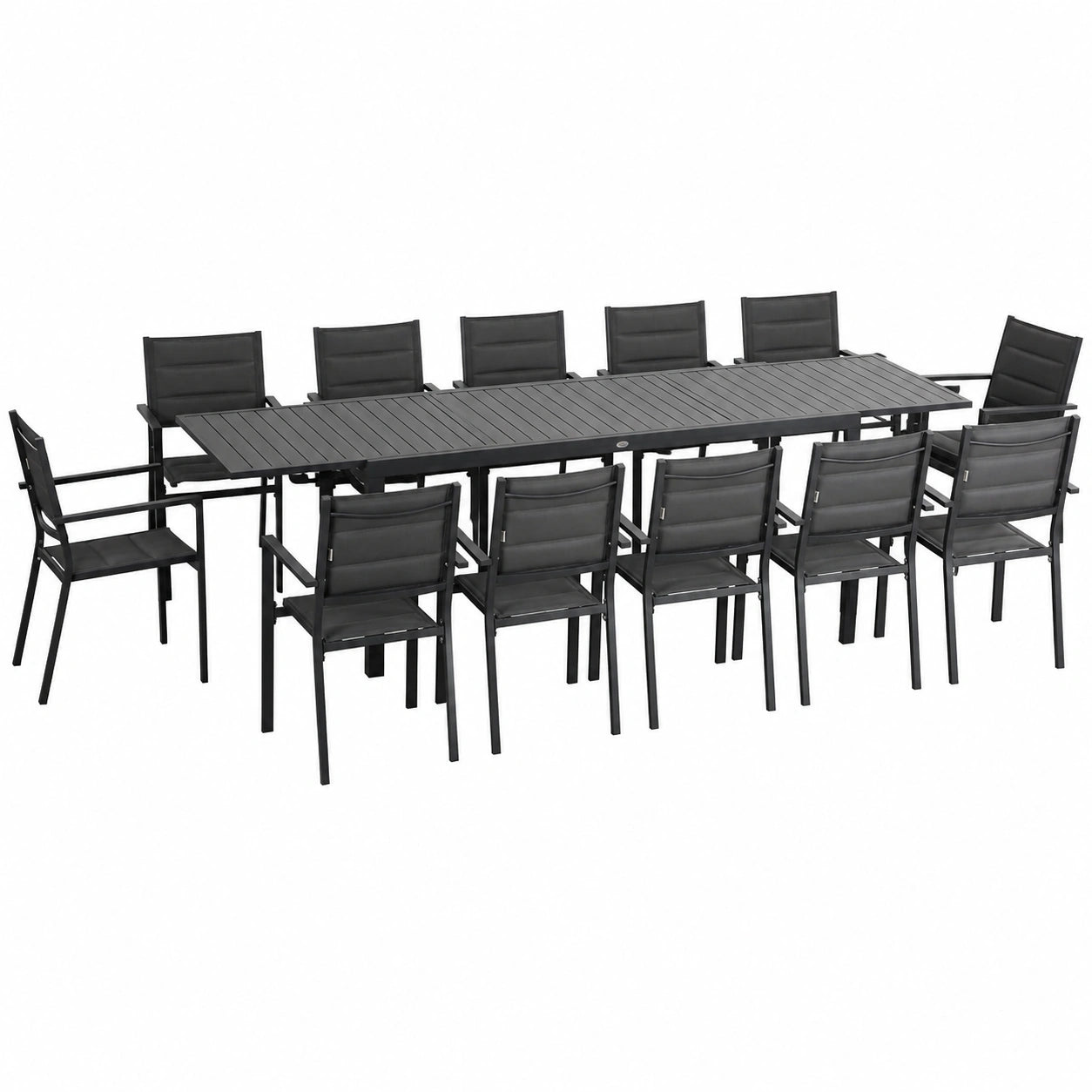 Salon de jardin, extensible, en aluminium, coloris gris, pour la terrasse ou le jardin