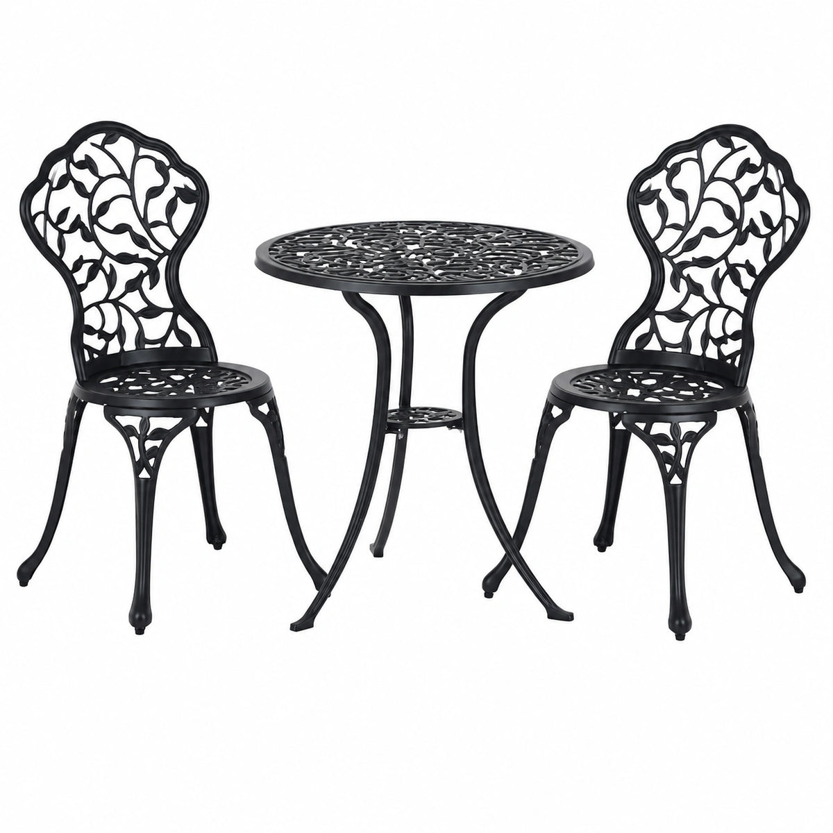Salon de jardin, en aluminium, 2 places, coloris noir, pour la terrasse ou le jardin