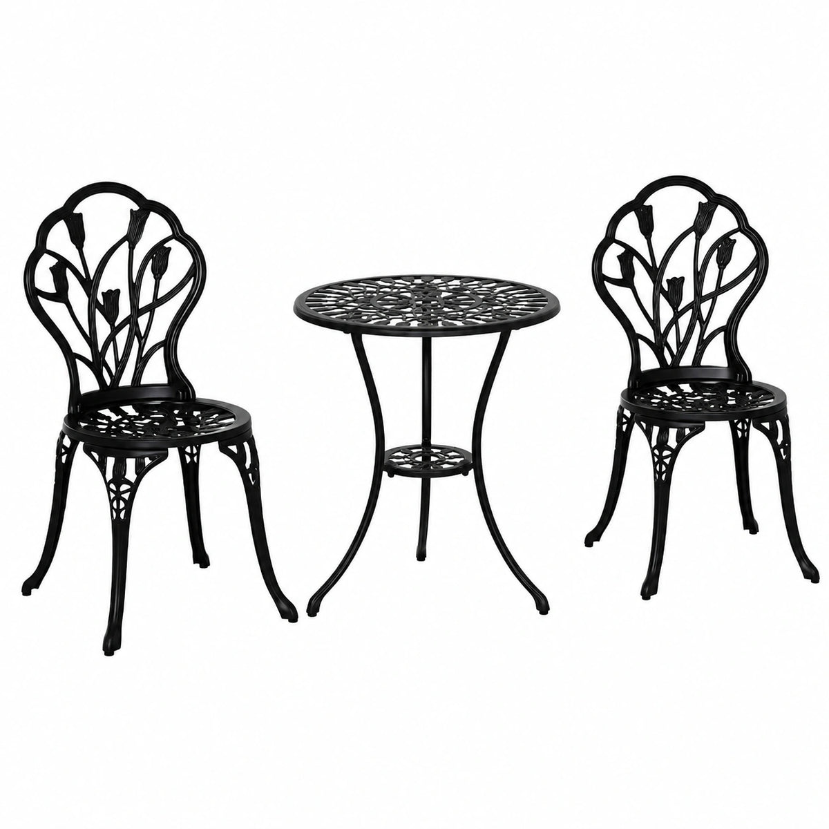 Salon de jardin, 2 places, en aluminium, coloris noir, pour la terrasse ou le jardin